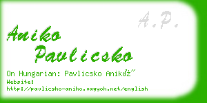 aniko pavlicsko business card